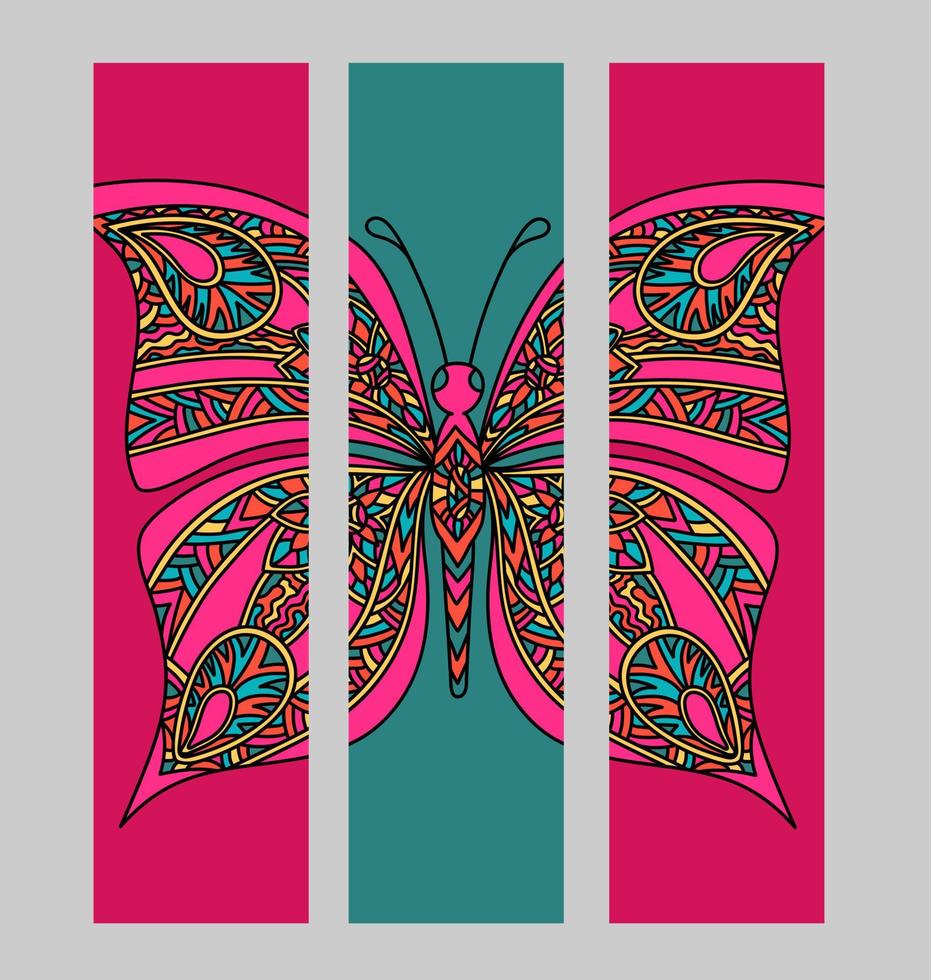 conjunto de marcadores con coloridas mariposas tropicales. vector