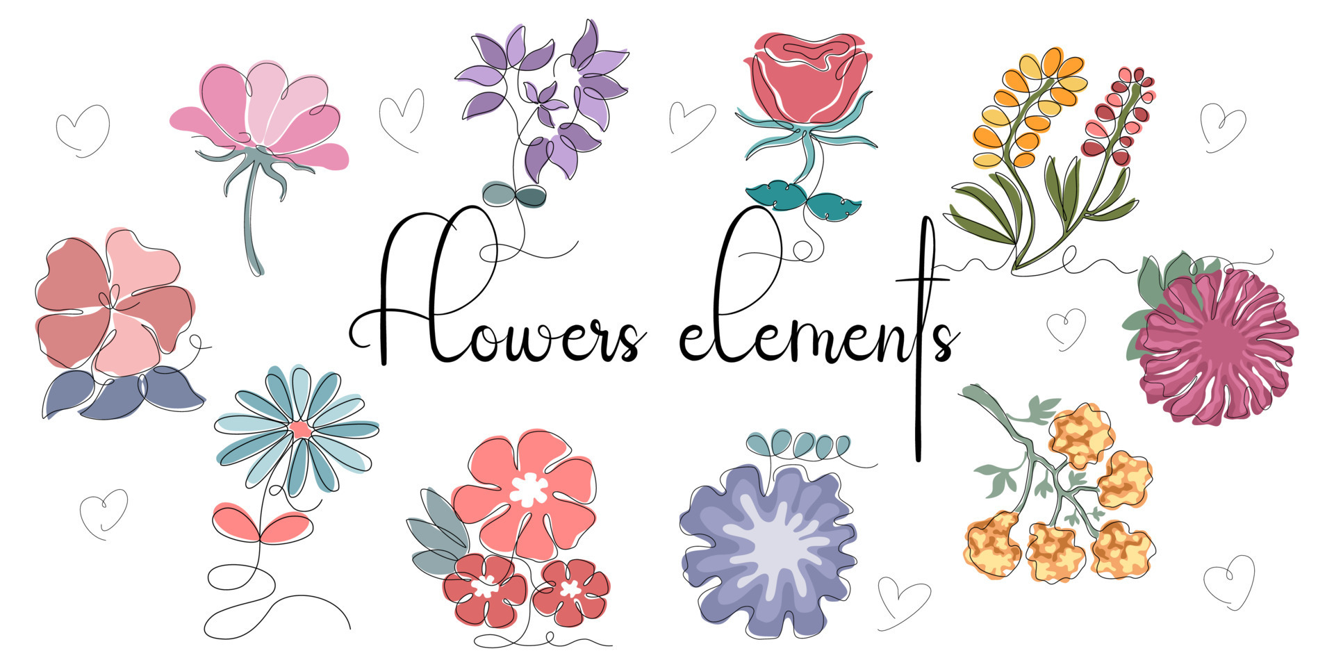 Premium Vector  Set of spring flowers stickers in doodles style collection  of scrapbooking elements