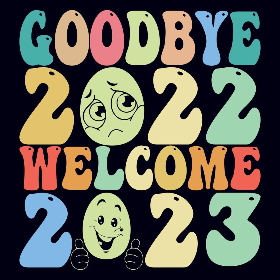 Happy New Year Vector, New year 2023 t-shirt design template vector and typography. Ready for t-shirt, mug, gift, and other printing.