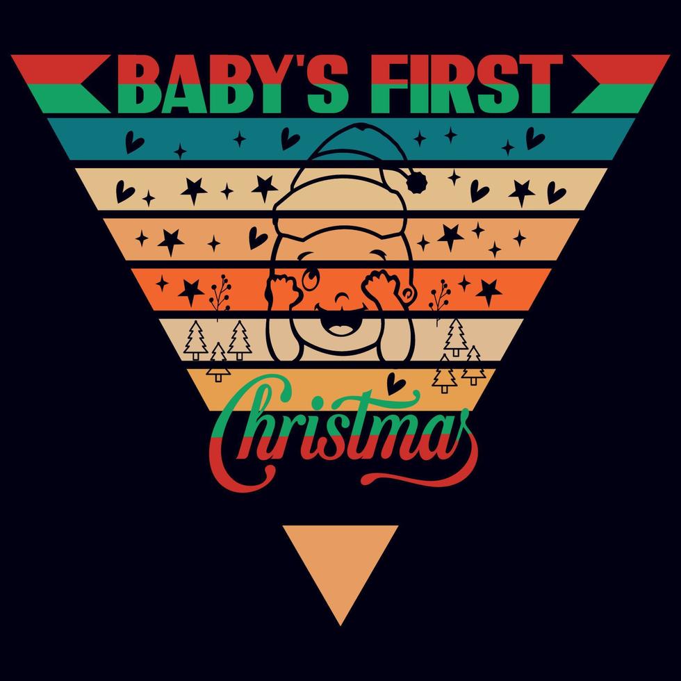 Baby's First Christmas T-Shirt Design Vector, Vintage Typography Design. vector