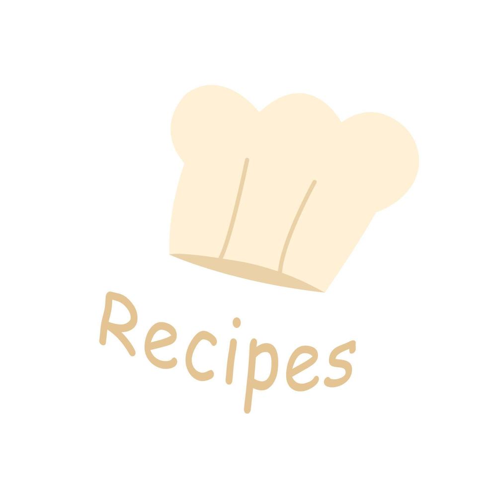 Hand drawn logo for recipes book with chef hat. vector