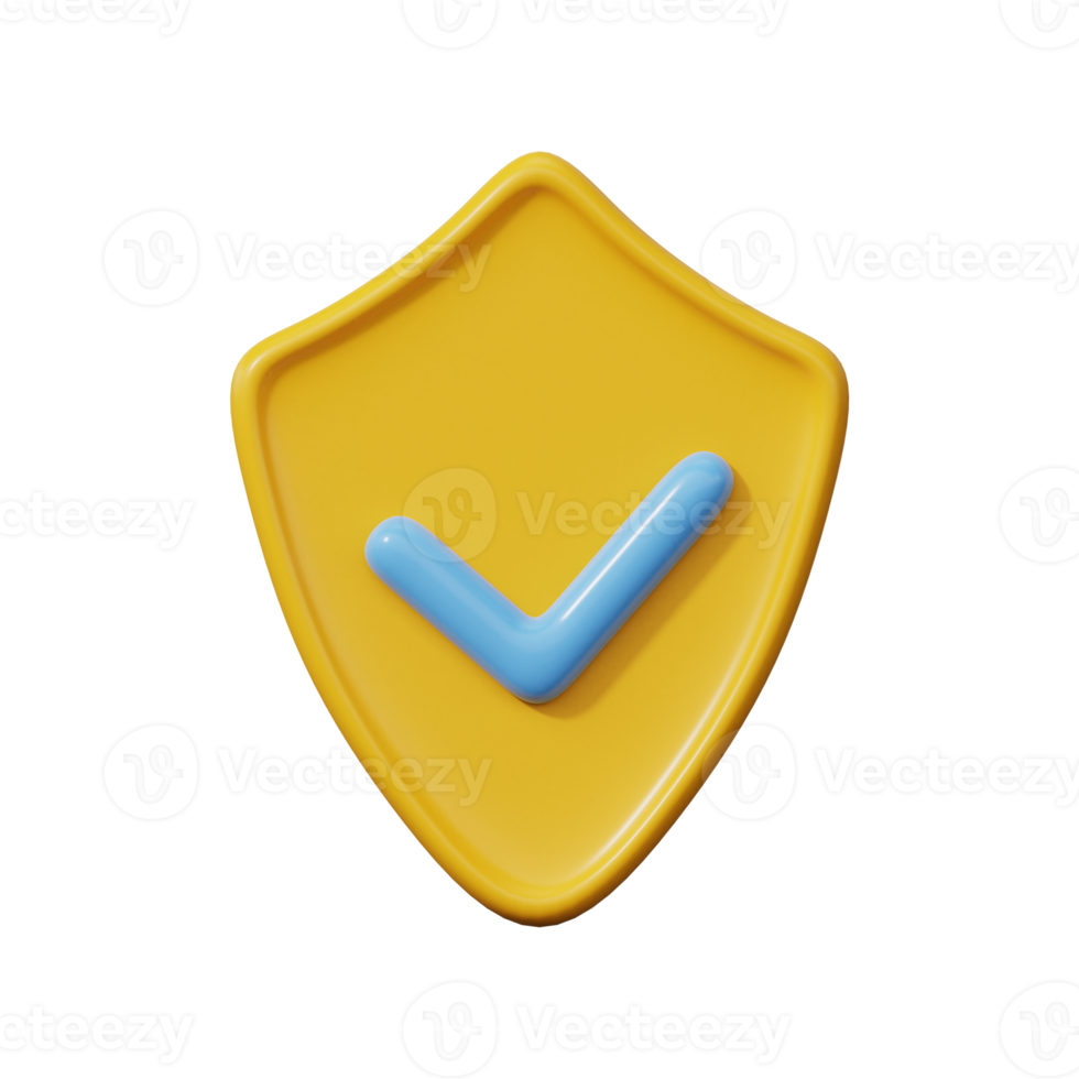 Security shield icon. 3D Rendering. png
