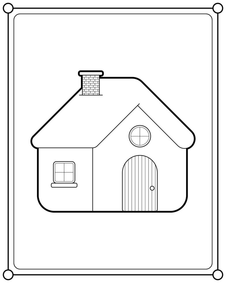 Cute house suitable for children's coloring page vector illustration