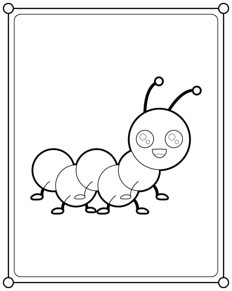 oruga kawaii adecuada para la ilustración de vector de página de coloración infantil