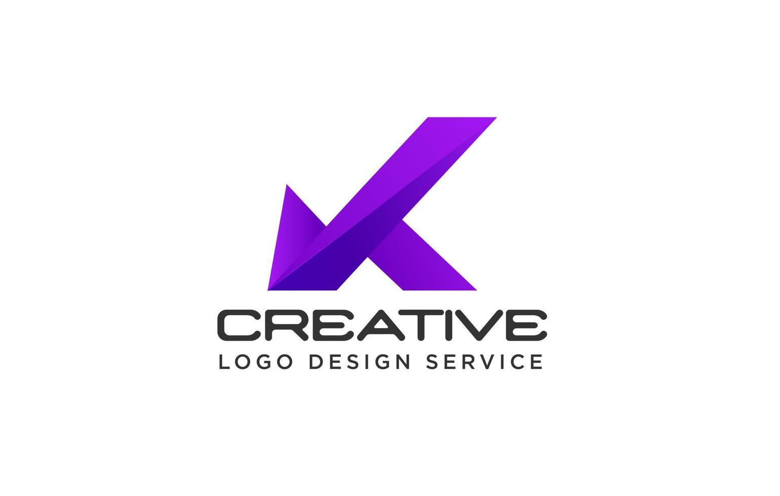 Letter k,  purple gradient  k logo or initial K letter logo for your company or K alphabet logo template vector