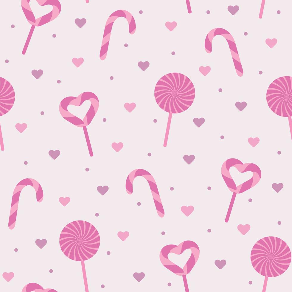 Bright pink seamless pattern with sweets, candies, lollipops. Cute vector print for birthday party