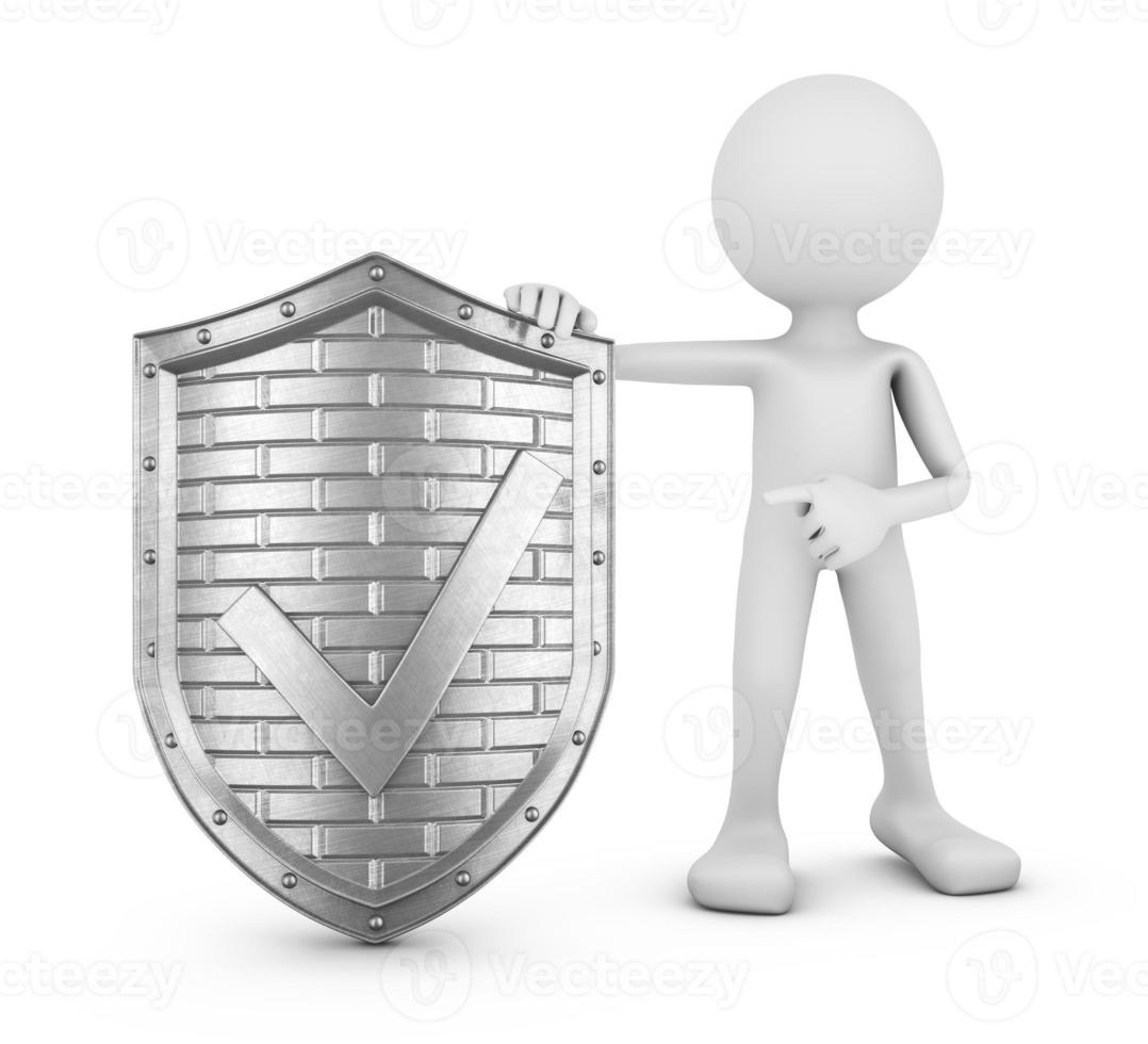 man and shield check mark photo