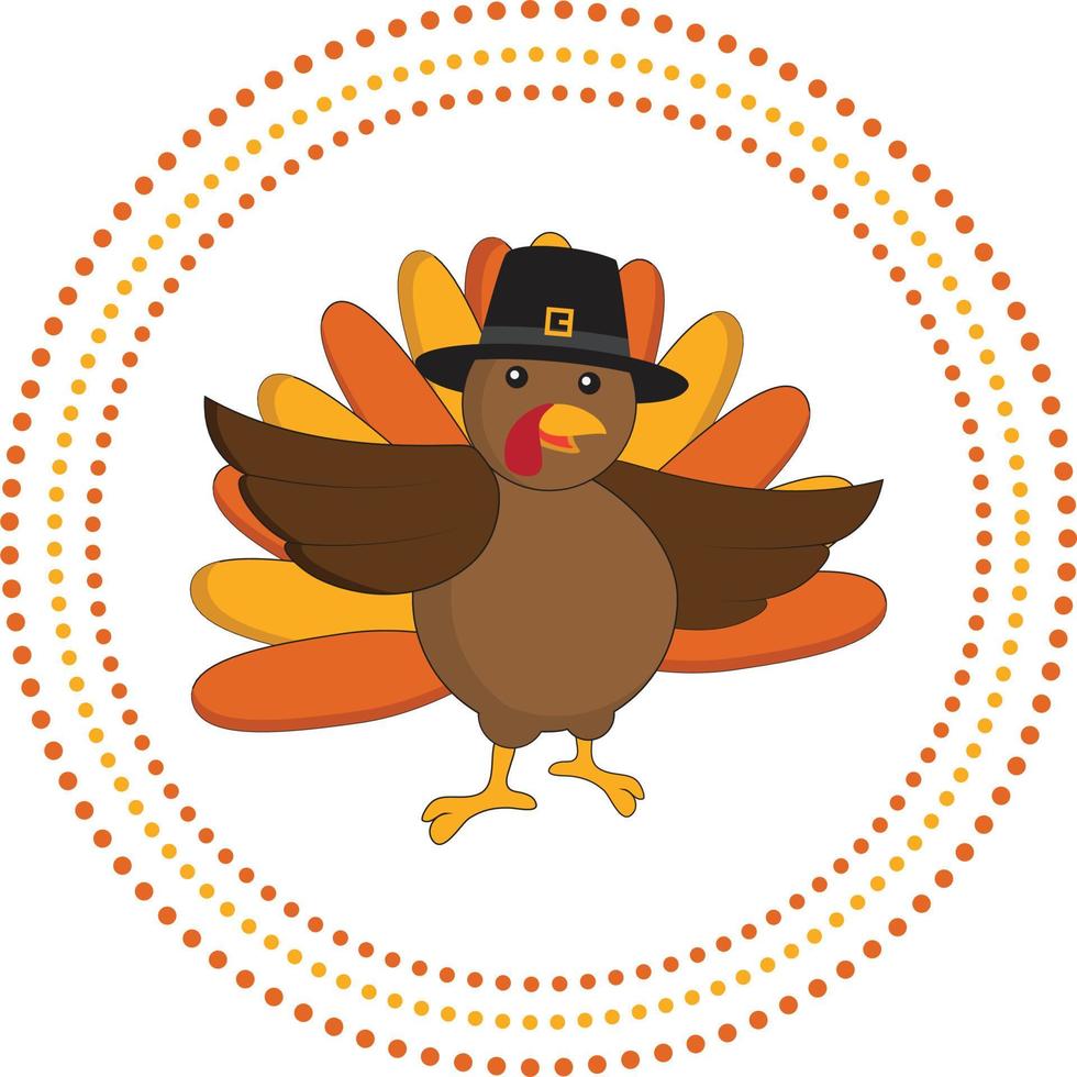 Vector Happy Thanksgiving turkey, Cute and cheerful Happy Thanksgiving Turkey