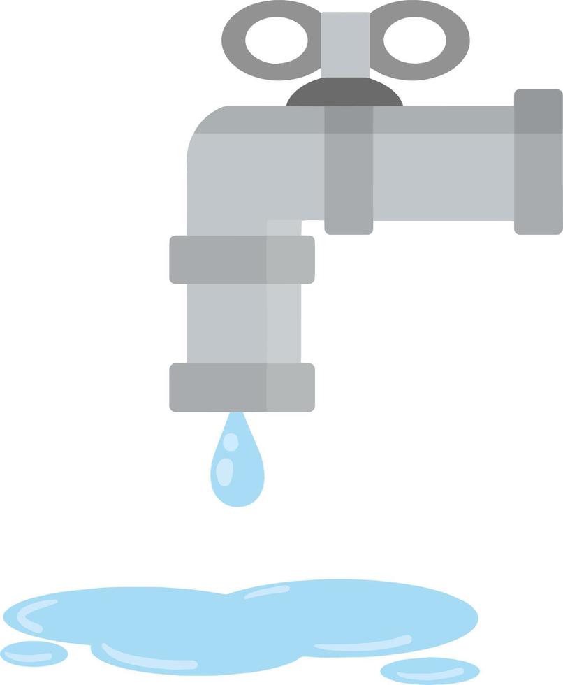 Mechanical part. Kitchen tube. Home communication system. Cartoon flat illustration. Water leak, spill and blue drops. Broken part. vector