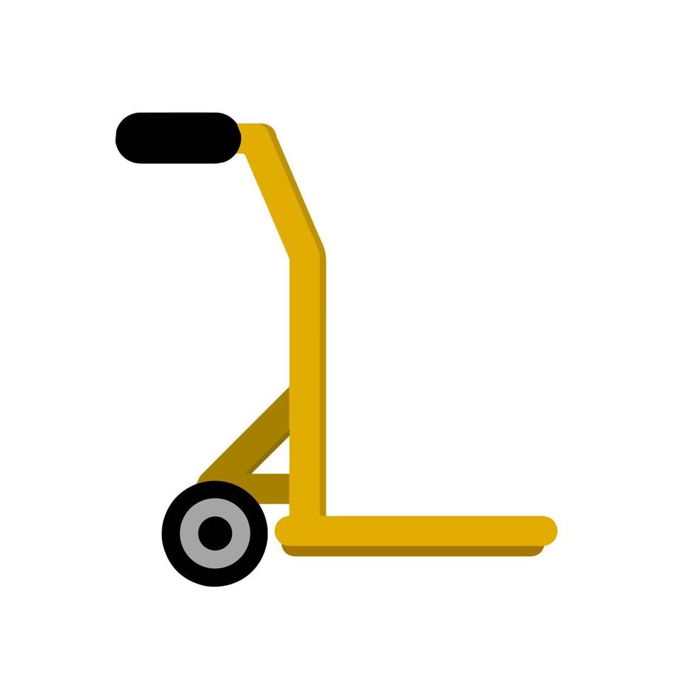 Handcart. Yellow pushcart. Transport for logistics and warehouse. Empty cart. Delivery service and storage equipment. Flat cartoon illustration vector