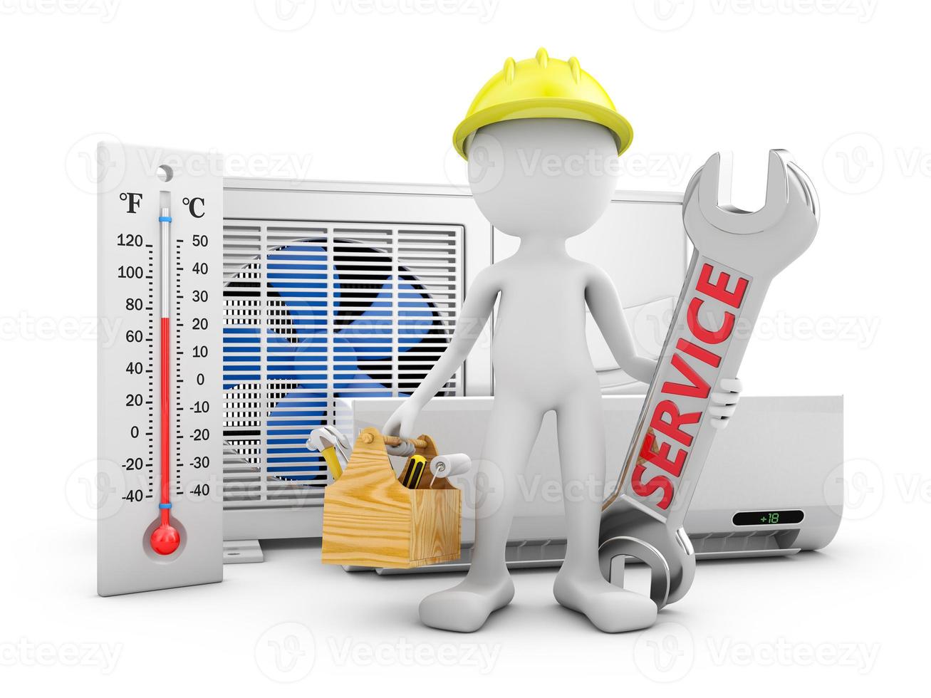 Man and air conditioner photo