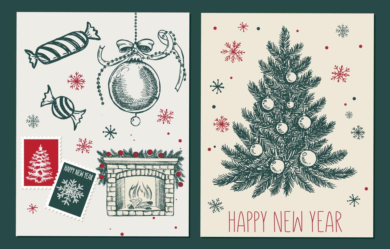 Christmas pattern in sketch style. Hand drawn illustration. vector