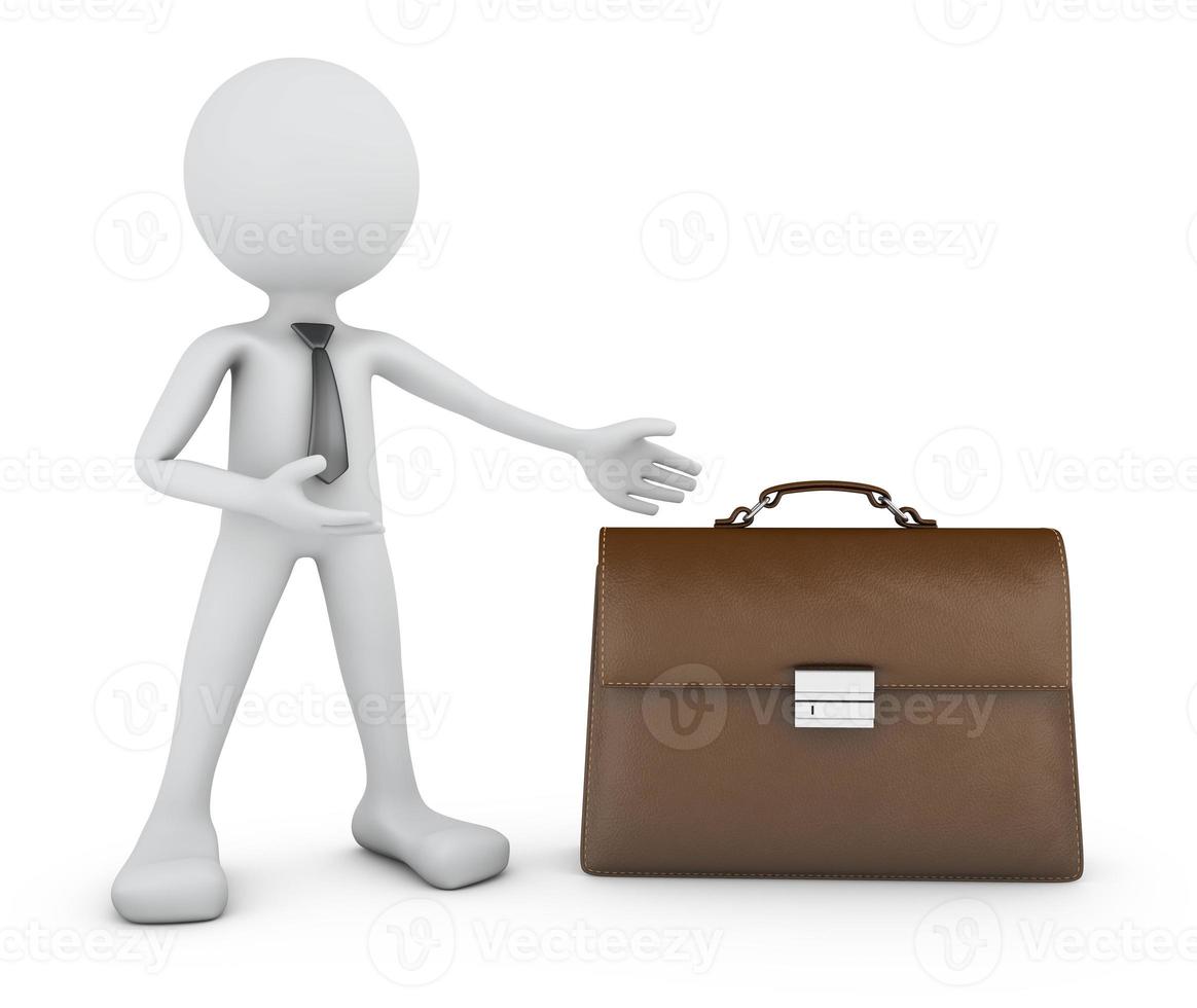 Man points  briefcase photo