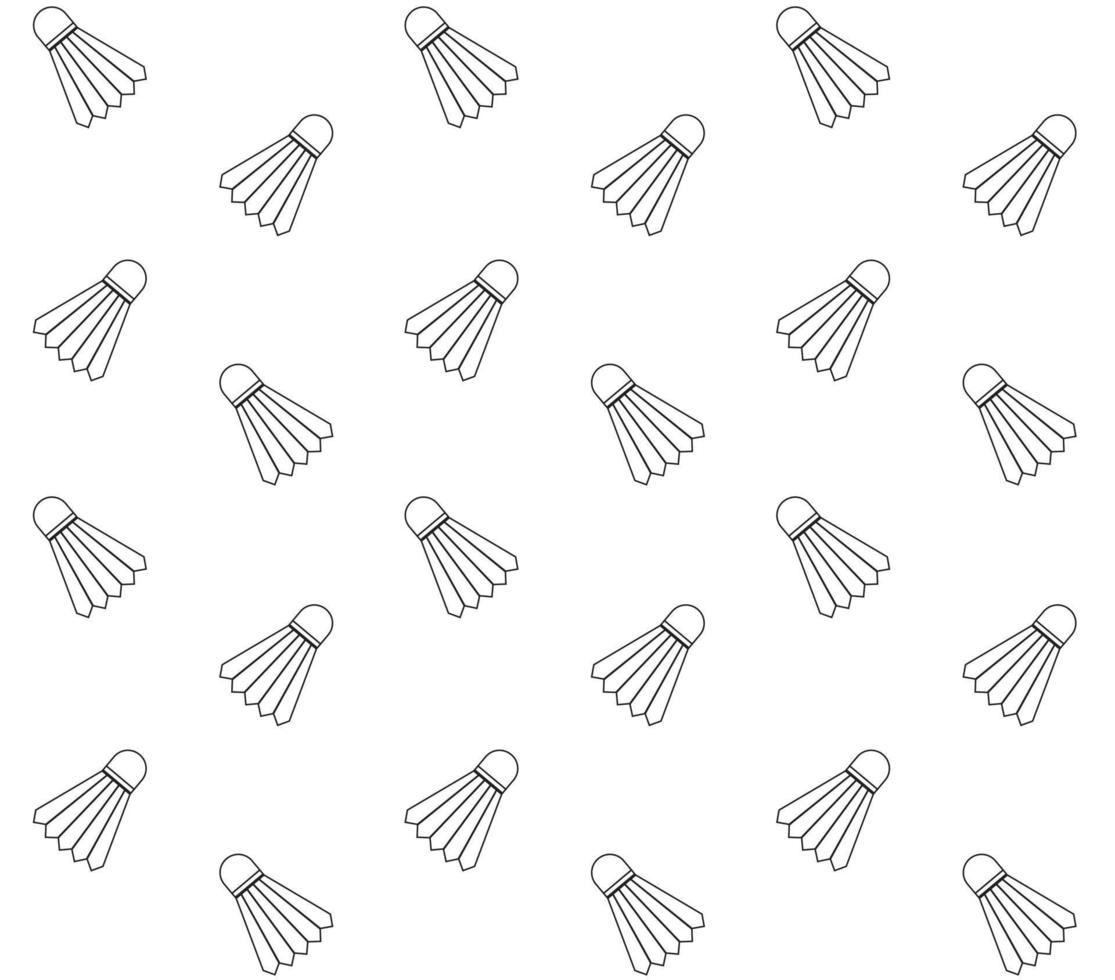 Vector seamless pattern of black outline badminton