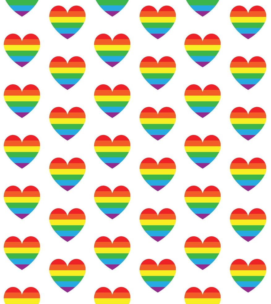 Vector seamless pattern of lgbt rainbow heart
