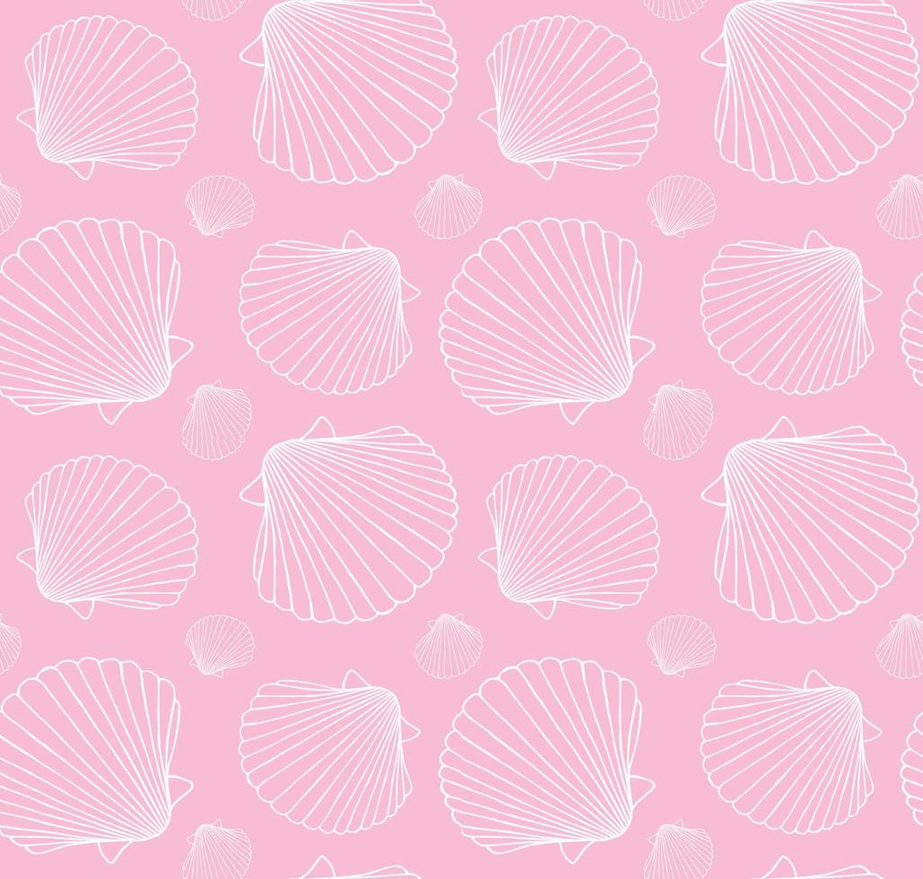 Vector seamless pattern of hand drawn shell