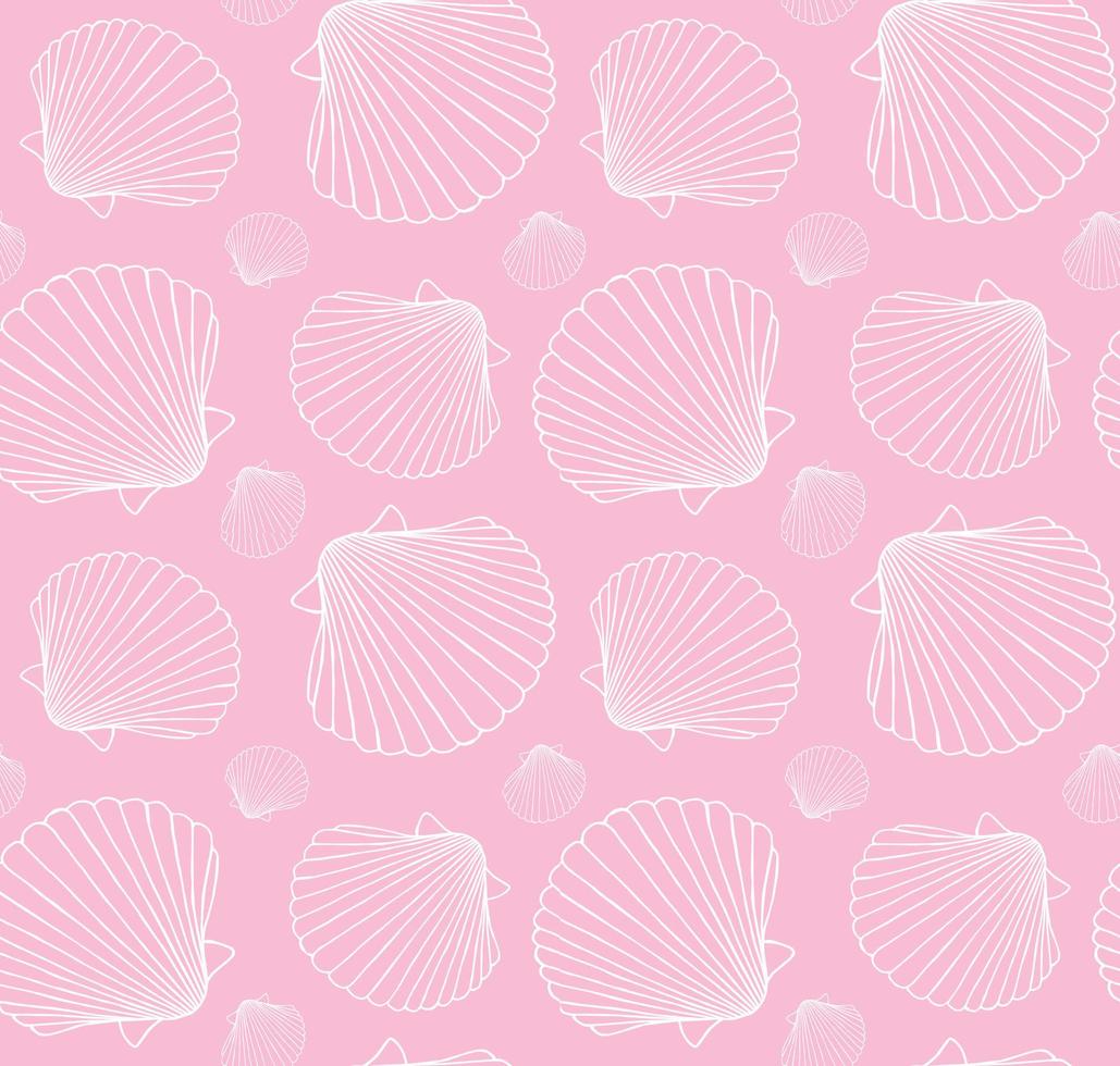 Vector seamless pattern of hand drawn shell