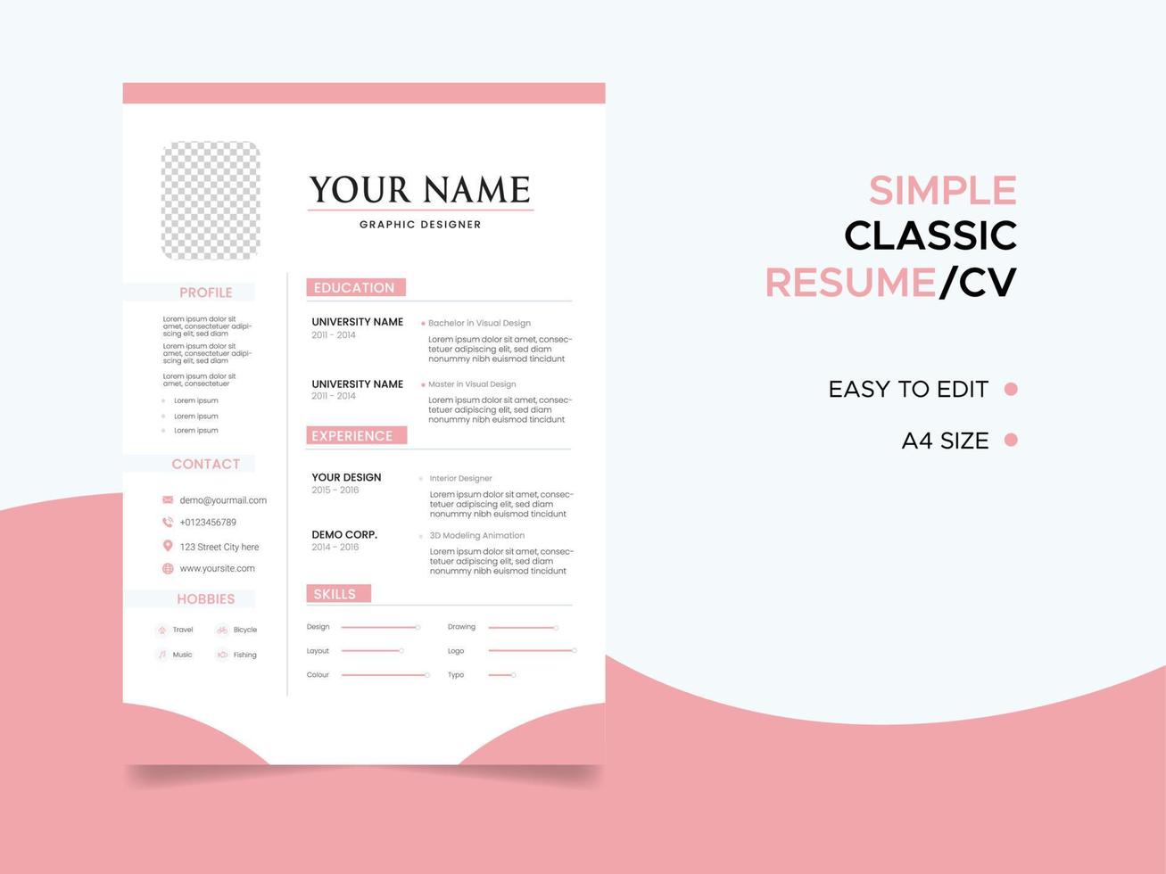 Resume template, Minimalist resume cv template, Professional jobs resumes vector. vector