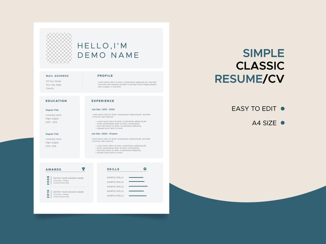 Resume template, Minimalist resume cv template, Professional jobs resumes vector. vector