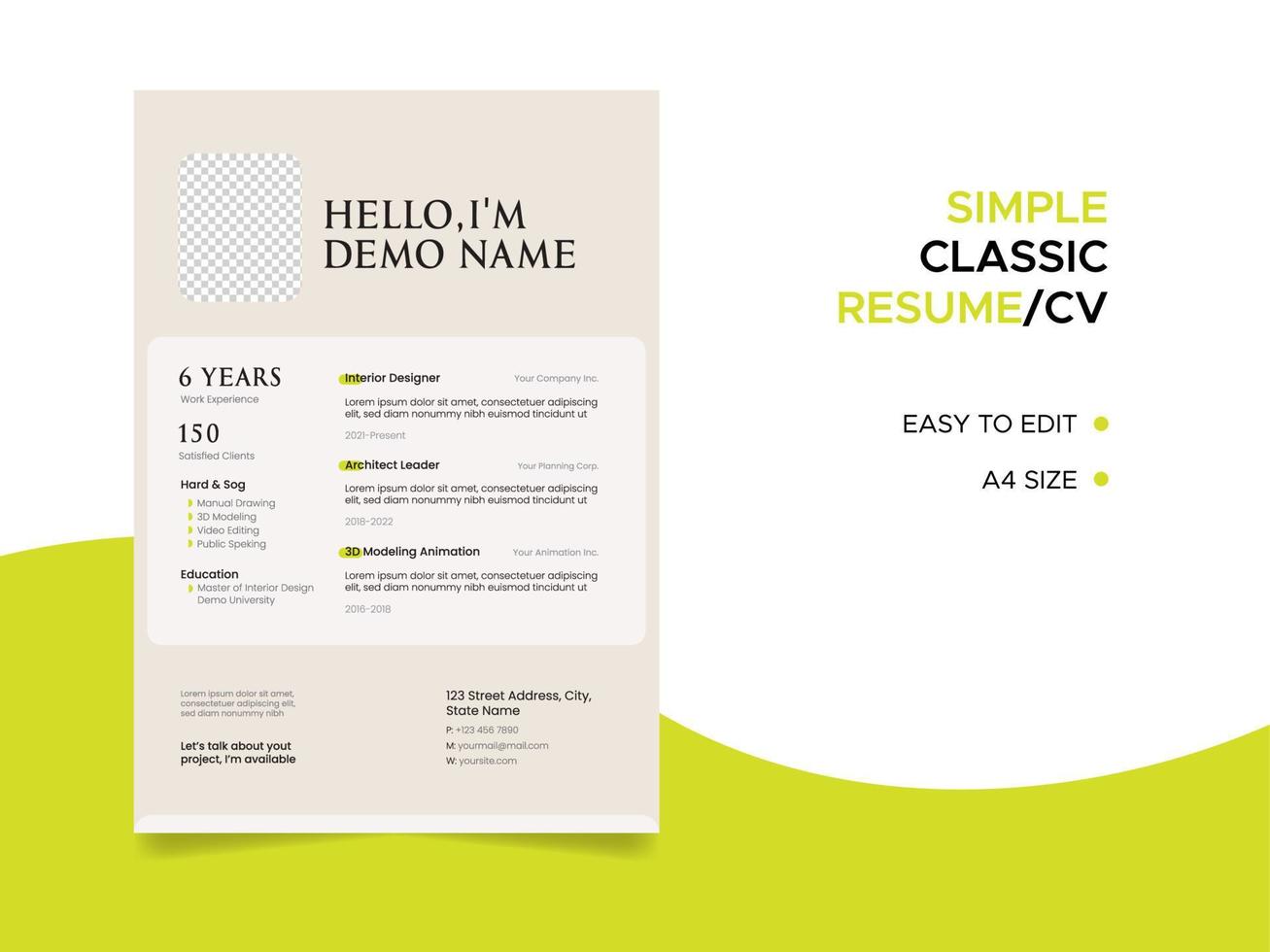 Resume template, Minimalist resume cv template, Professional jobs resumes vector. vector