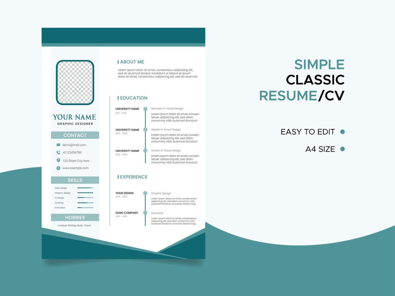 Resume template, Minimalist resume cv template, Professional jobs resumes vector. vector