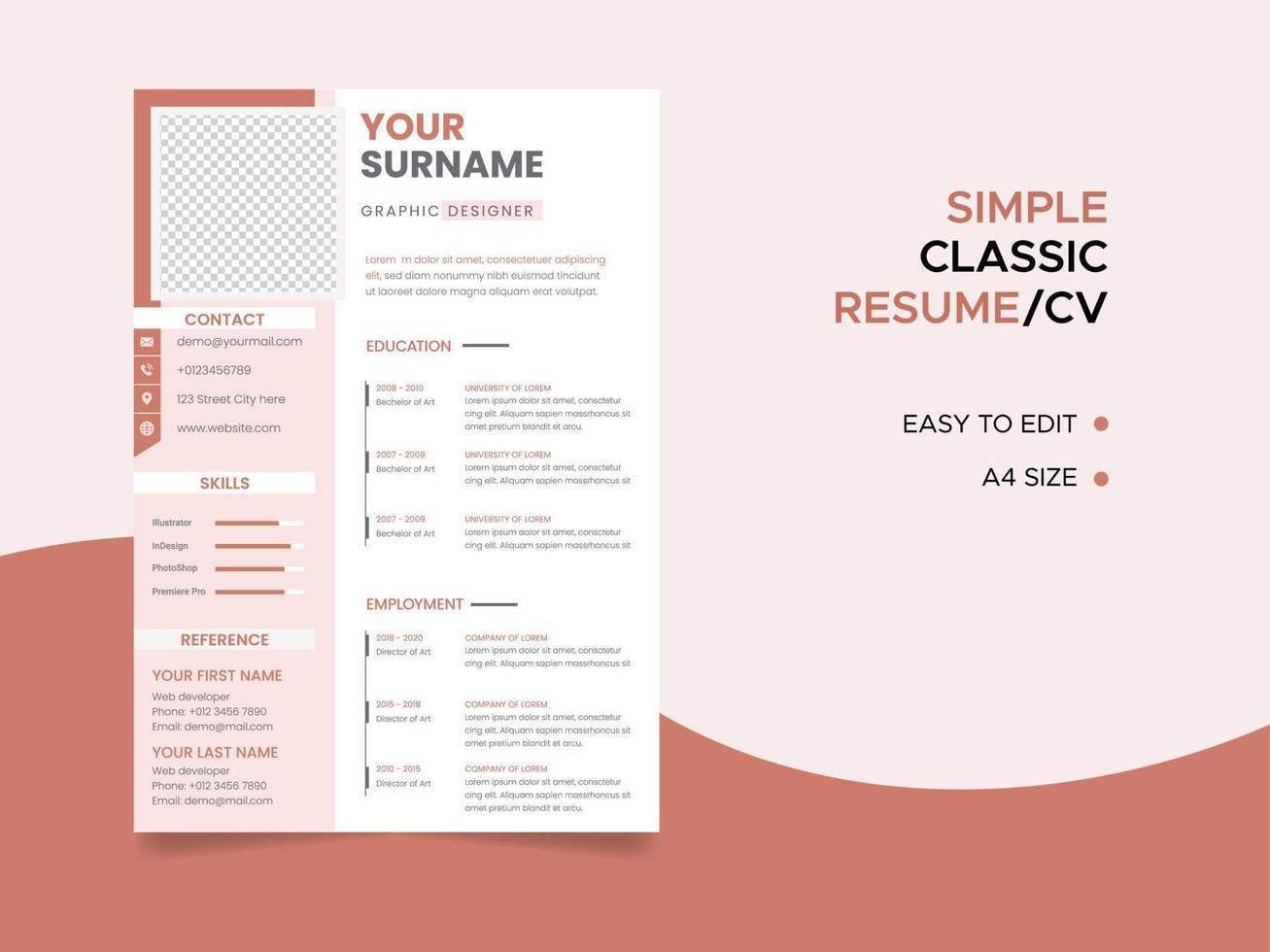 plantilla de currículum, plantilla de cv de currículum minimalista, vector de currículum de trabajos profesionales.