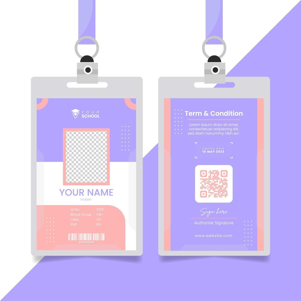 Student id card. University, school, college identity card Vector illustration.