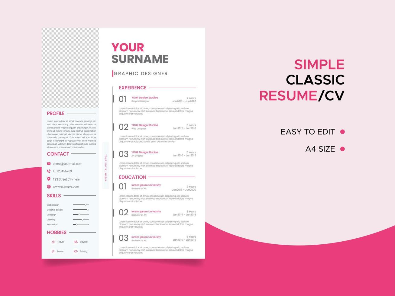 Resume template, Minimalist resume cv template, Professional jobs resumes vector. vector