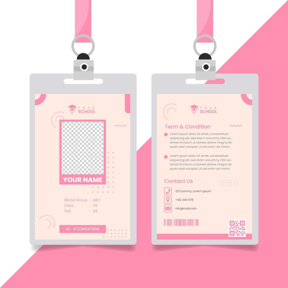 Student id card. University, school, college identity card Vector illustration.