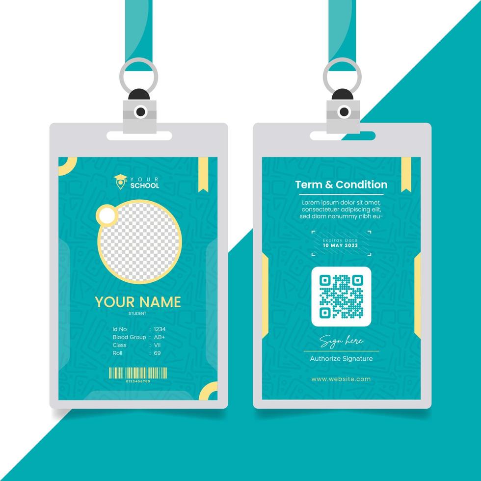 Student id card. University, school, college identity card Vector illustration.