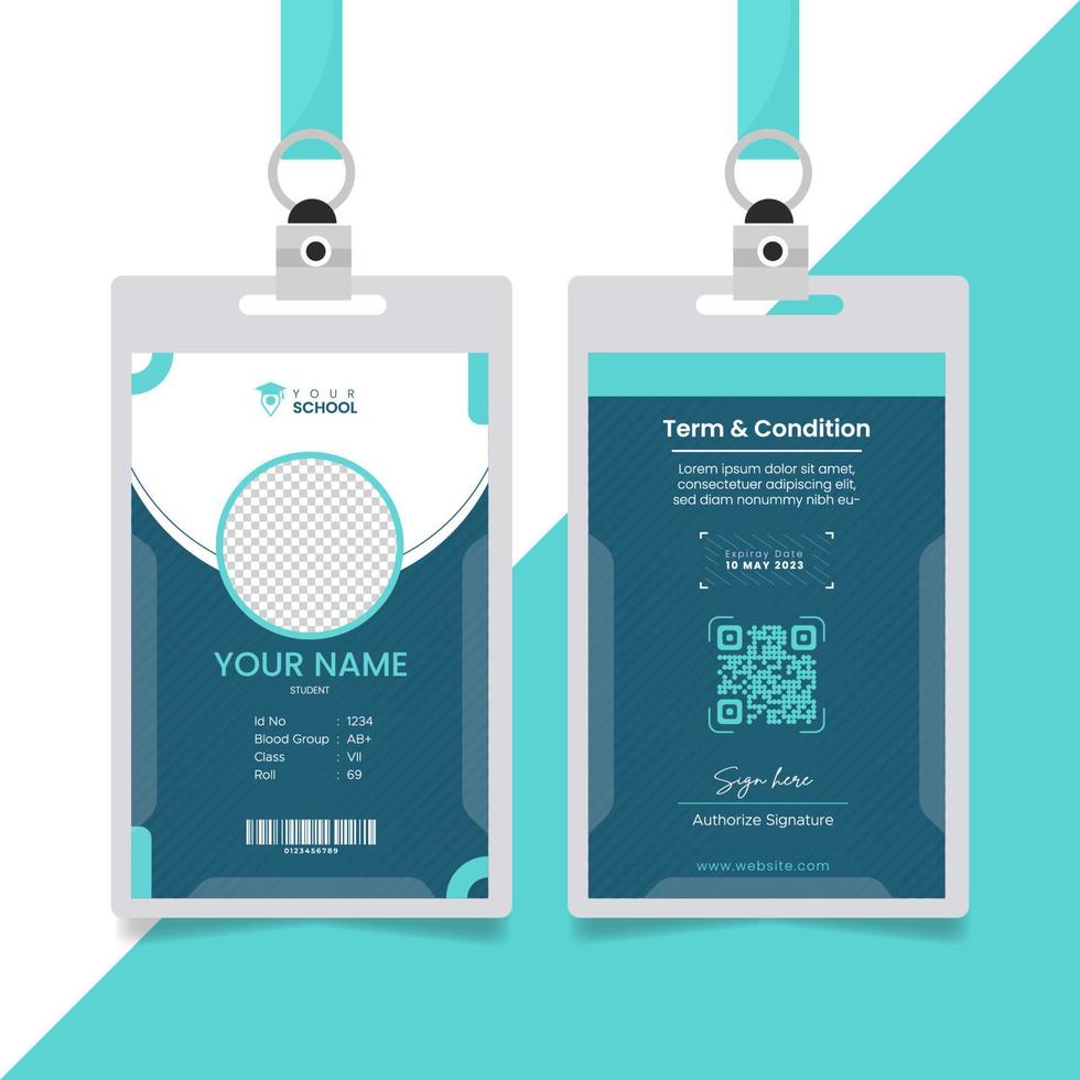 Student id card. University, school, college identity card Vector illustration.