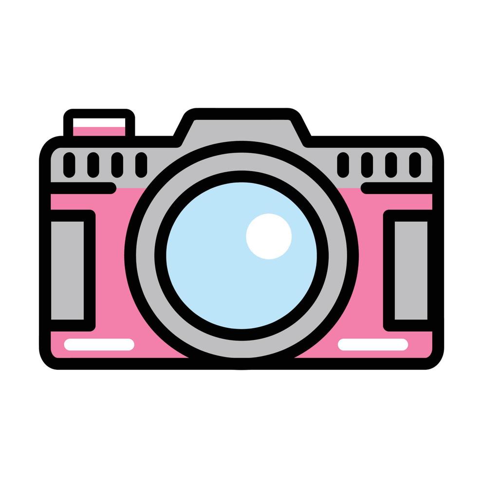Camera pink  icon Flat sign vector