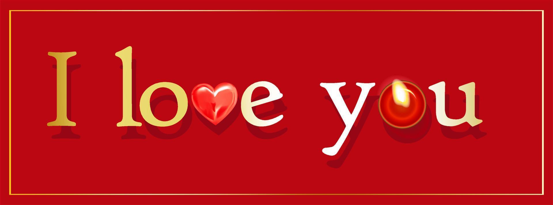 te quiero. texto o inscripción en inglés. diciendo en amor. tarjeta de felicitación romántica. día de san valentín, 14 de febrero. fondo rojo ilustración vectorial vector