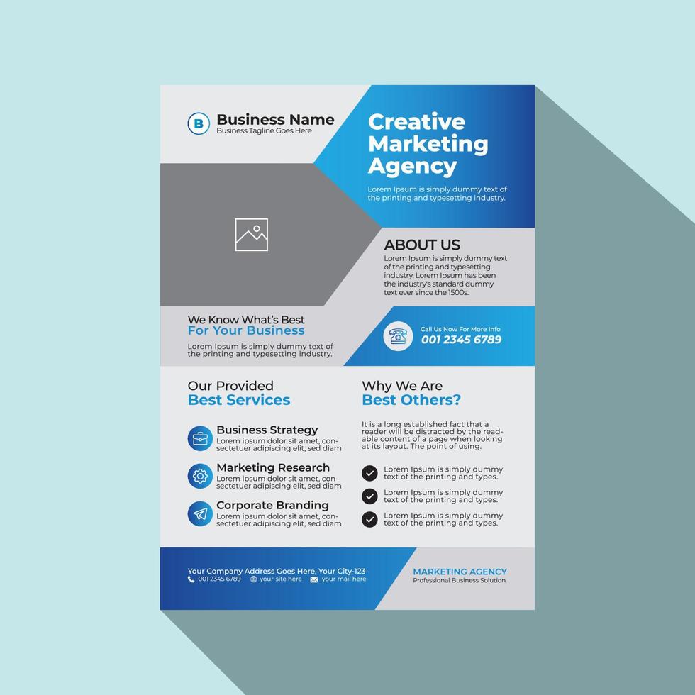 A4 size Vertical corporate flyer or banner template design for your brand or company with creative, eye catching, professional and modern shape vector