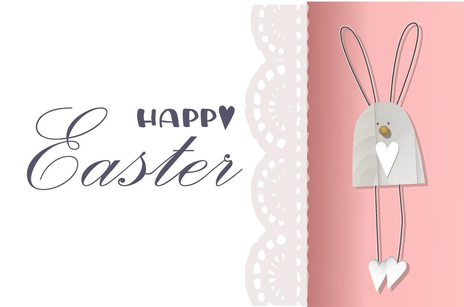 Easter background. Festive design composition top view. bunnies. Lace decoration. Happy easter. Horizontal banner, postcard, flyer. Greeting card. PINK tender spring. vector