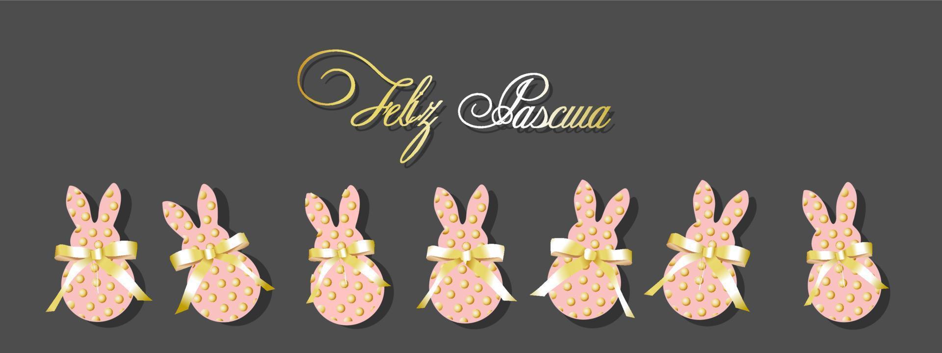 Easter horizontal banner, greeting card, poster. Spanish translation Happy Easter vector