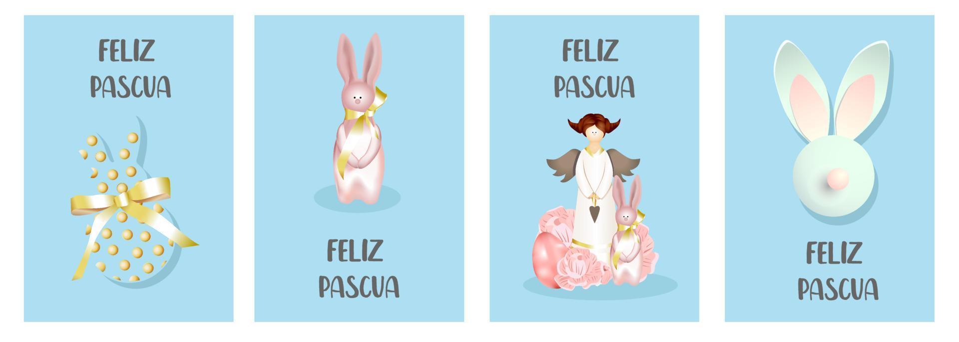 Set of easter cards. Bunny Rabbit, Chicken and Spring Decor. Happy easter. vector