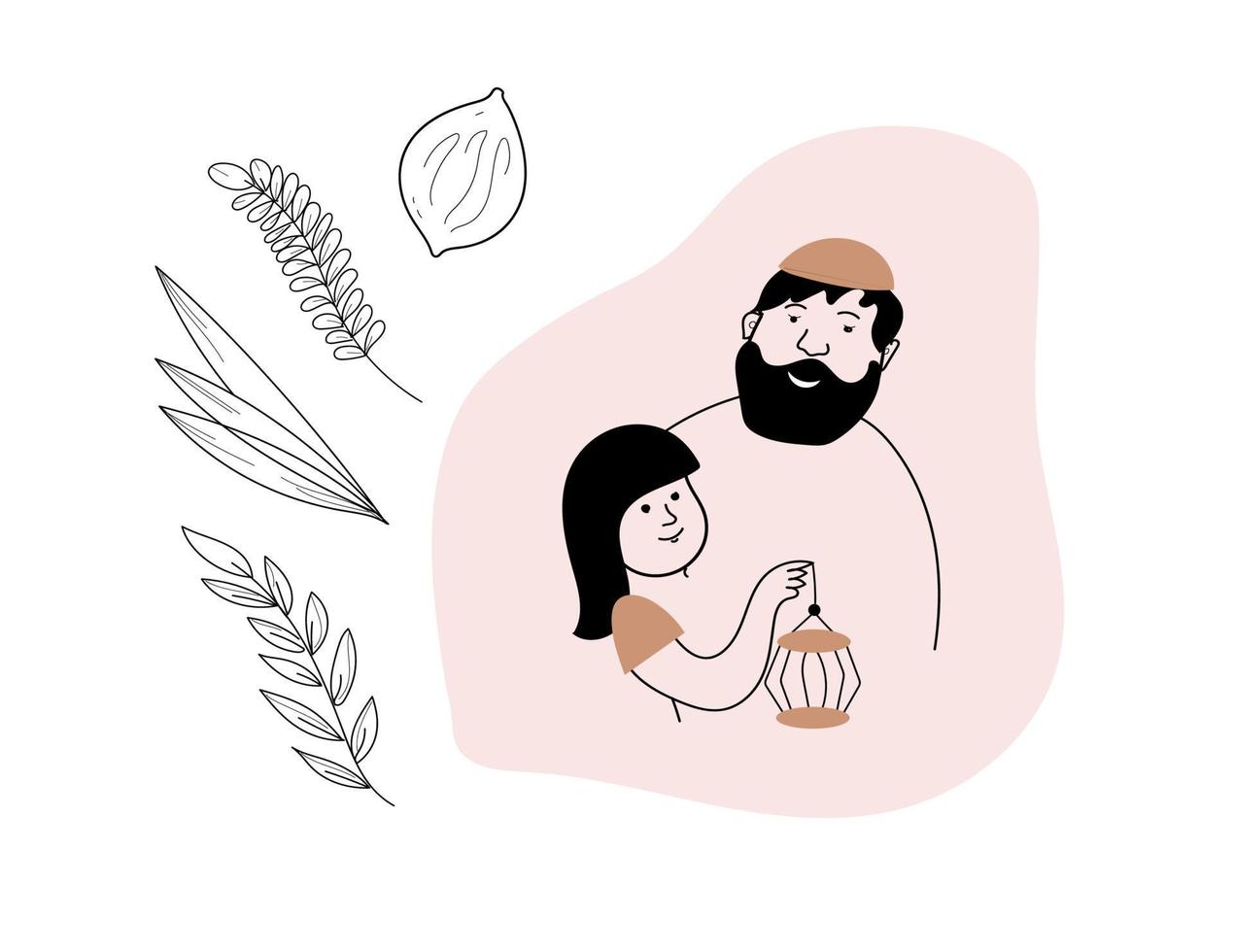 Sukkot vector doodle set