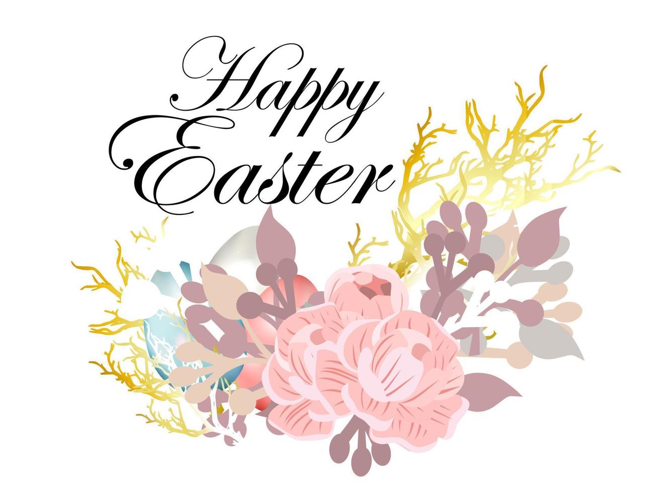 Spring easter background with eggs. Place for text. Vector illustration.