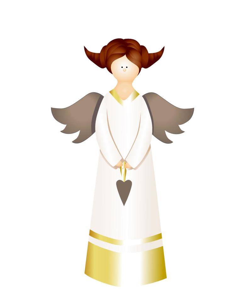 elemento de diseño aislado sobre fondo blanco. ilustración de ángel lindo personaje alas. angelical. apóstol pascua vector