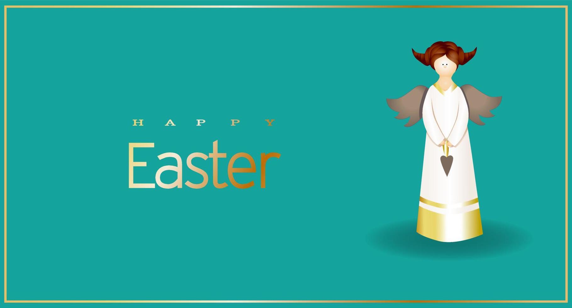 Easter greeting banner. Modern realistic design. Happy easter. Bright color. The figure of an angel. Postcard, poster. vector