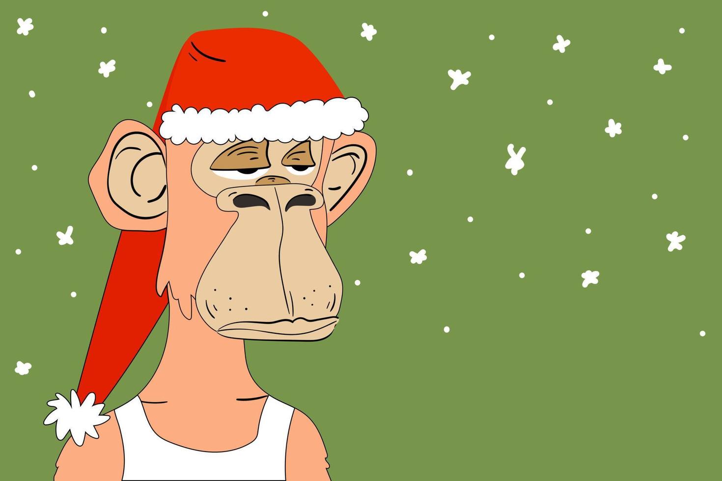 Bored Monkey NFT Blockchain, Bored Monkey Face Non-Fungible Token. Flat concept. monkey male. christmas monkey vector