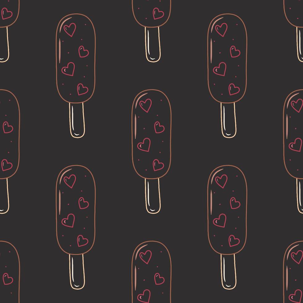 Doodle hand drawn ice cream vector seamless pattern