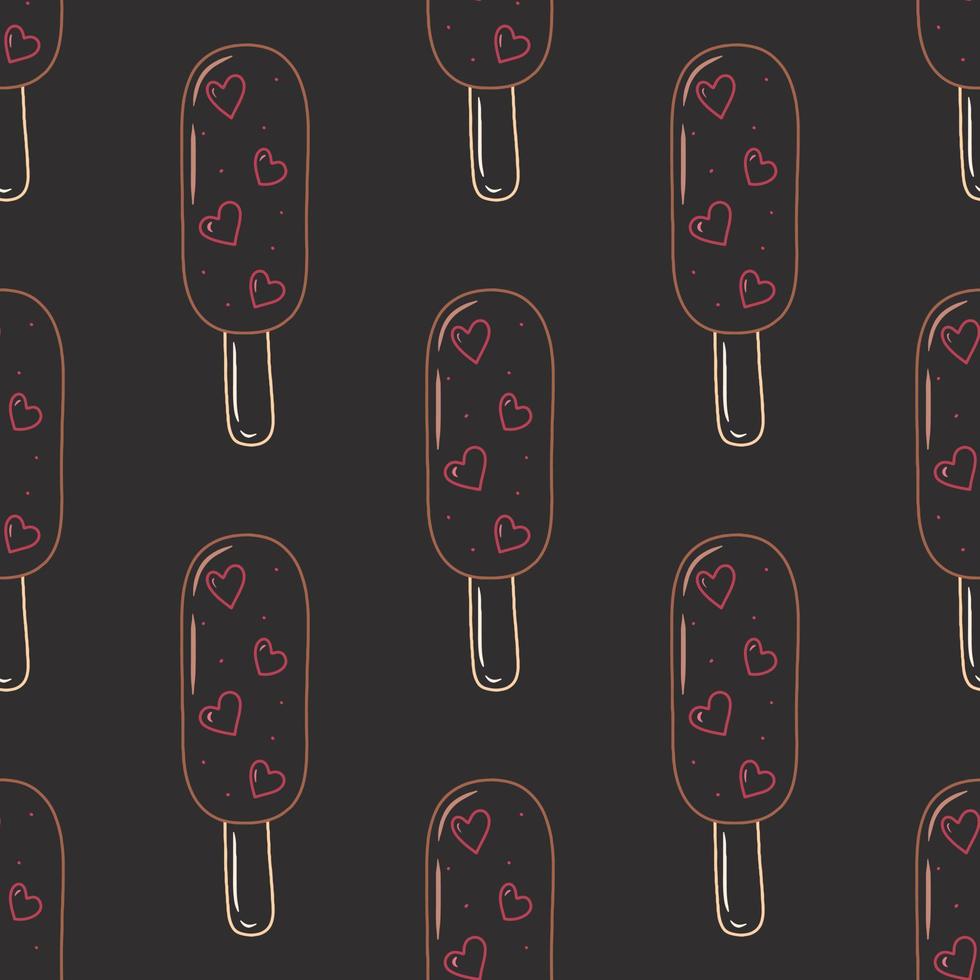 Doodle hand drawn ice cream vector seamless pattern