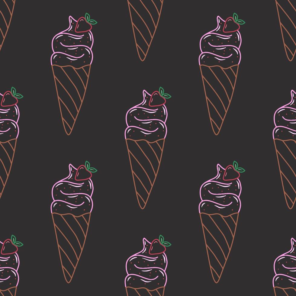 Doodle hand drawn ice cream vector seamless pattern