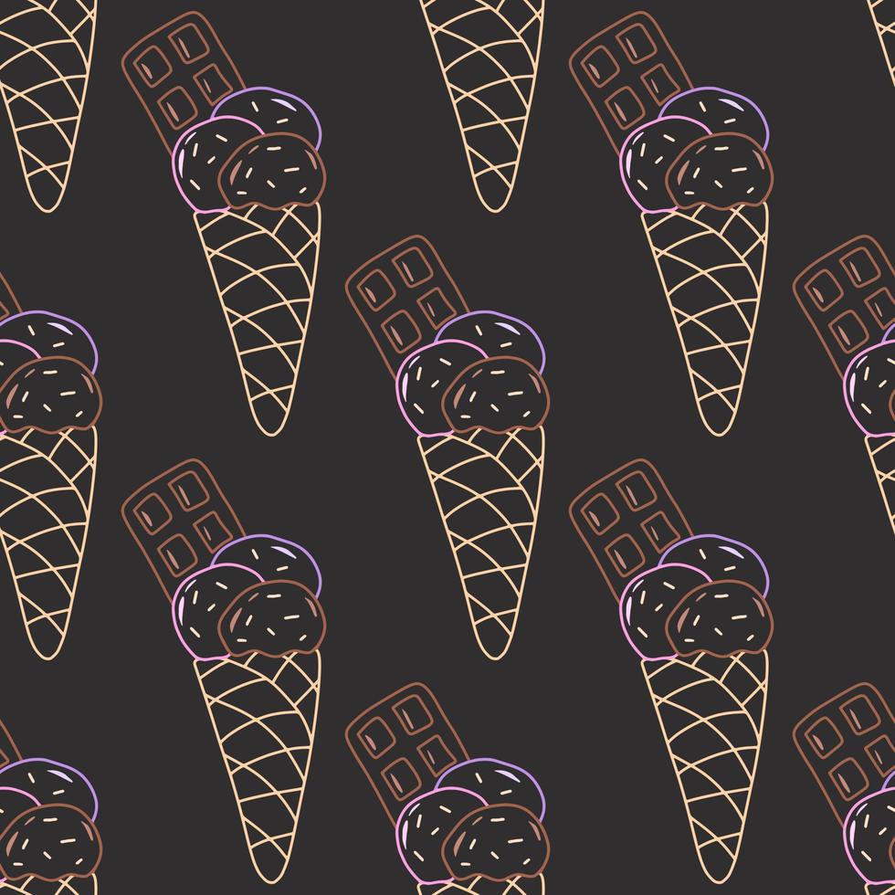 Doodle hand drawn ice cream vector seamless pattern