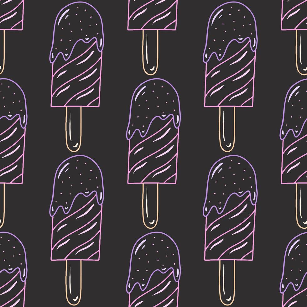 Doodle hand drawn ice cream vector seamless pattern