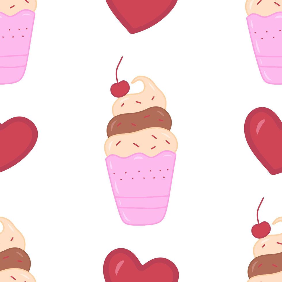 Doodle hand drawn ice cream vector seamless pattern