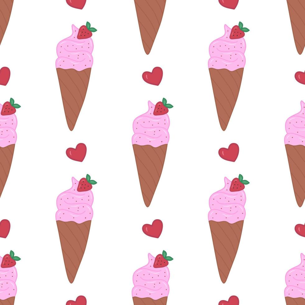 Doodle hand drawn ice cream vector seamless pattern