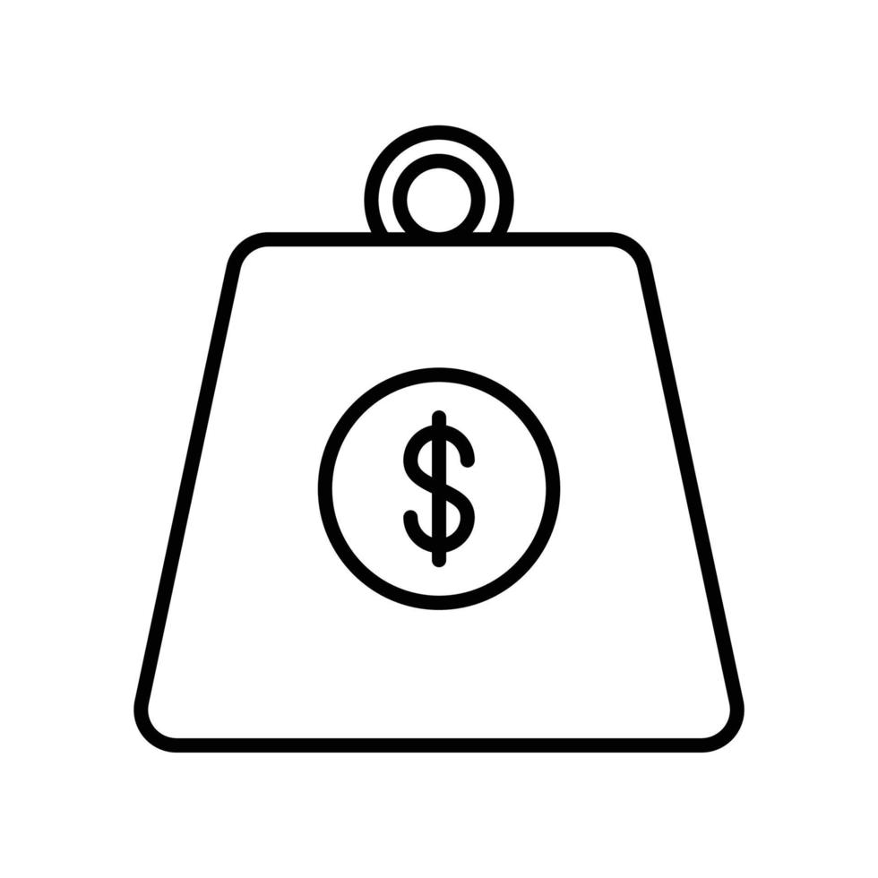 Debt icon with weight and dollar in black outline style vector